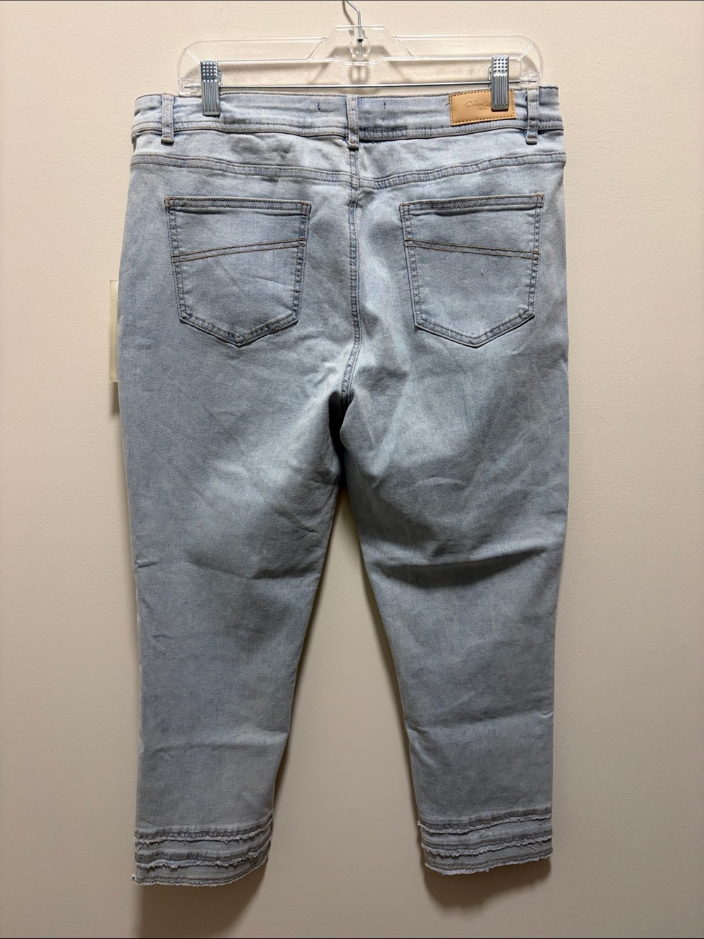 CHARLIE B Light Blue Cropped Frayed Hem Jeans - Picture 5 of 5
